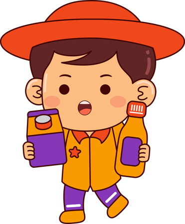 Cute shopper boy  Illustration