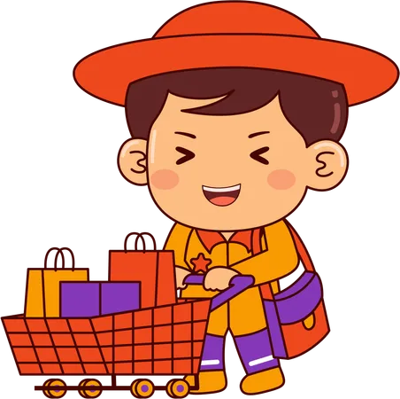 Cute shopper boy  Illustration