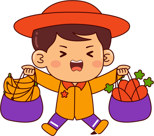 Cute shopper boy  Illustration