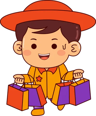 Cute shopper boy  Illustration