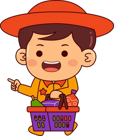 Cute shopper boy  Illustration