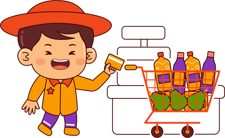 Cute shopper boy  Illustration