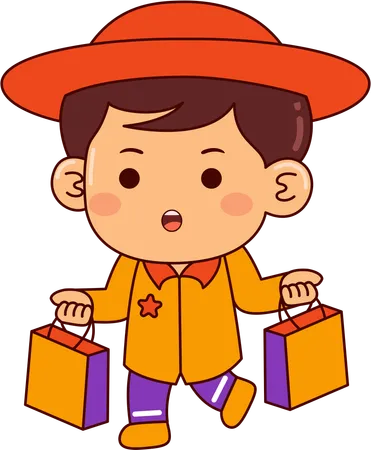 Cute shopper boy  Illustration