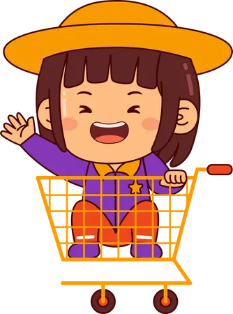 Cute Shopper Girl Cartoon Character Illustration