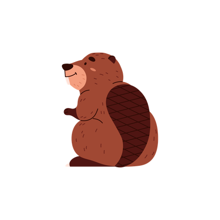 Cute sitting beaver  Illustration