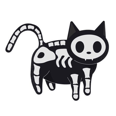 Cute Skeleton Cat  Illustration