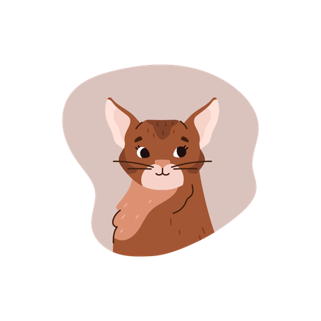 Cute smiling Abyssinian cat  Illustration