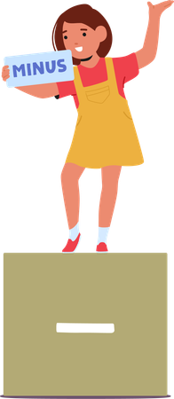 Cute Smiling Child Holding A Minus Sign  イラスト