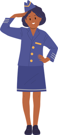 Cute smiling girl flight attendant  Illustration