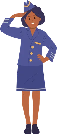 Cute smiling girl flight attendant  Illustration