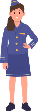 Cute smiling girl flight attendant  Illustration