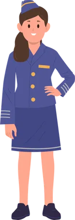 Cute smiling girl flight attendant  Illustration