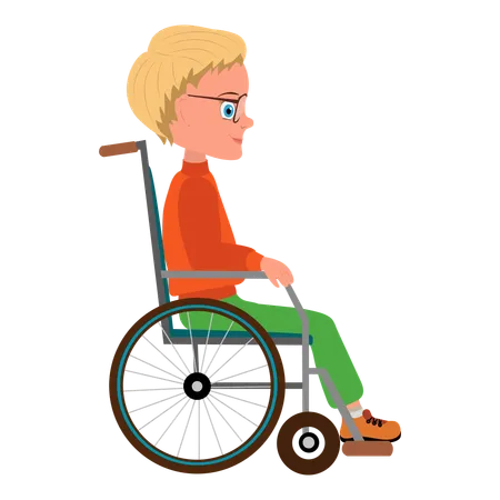 Cute Smiling Kid Girl on Wheelchair  Illustration