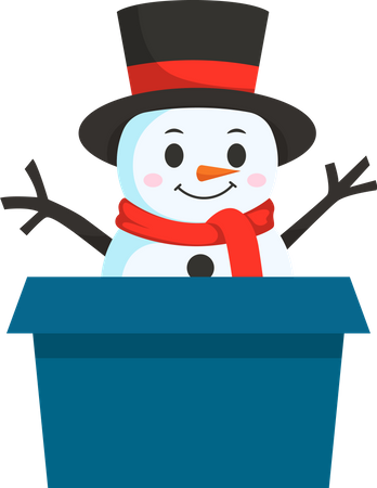 Cute Snowman in gift box  Illustration