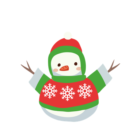 Cute Snowman in Winter Outfit  Illustration