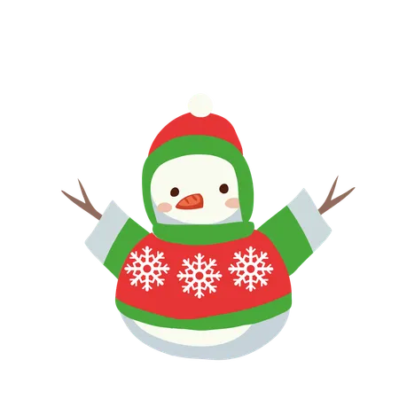 Cute Snowman in Winter Outfit  Illustration