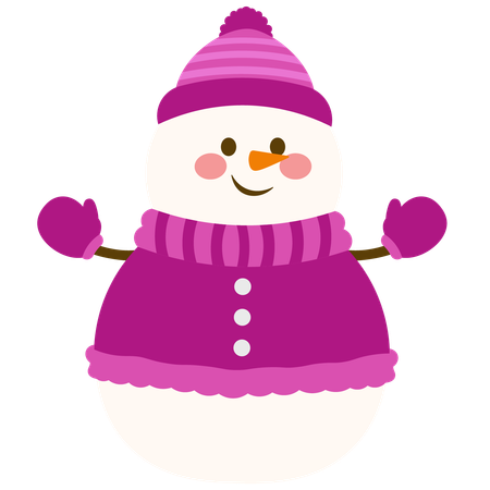 Cute Snowman Wearing  Pink Sweater  Illustration