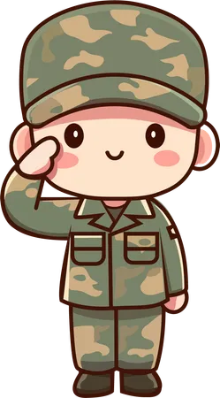 Cute soldiers saluting  Illustration