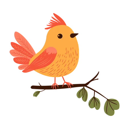 Cute sparrow on Tree Branch  Illustration