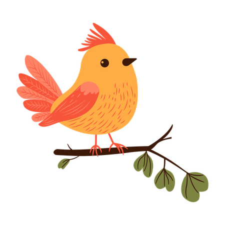 Cute sparrow on Tree Branch  Illustration