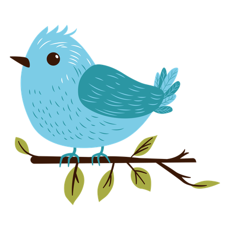 Cute Sparrow on Tree Branch  Illustration