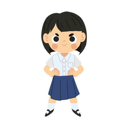 Cute Thai Character of Confident Student Girl  Illustration