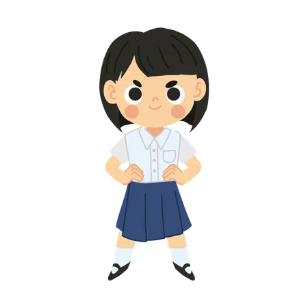 Cute Thai Character of Confident Student Girl  Illustration