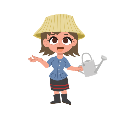 Cute thai farmer female sharing farming knowledge  Illustration