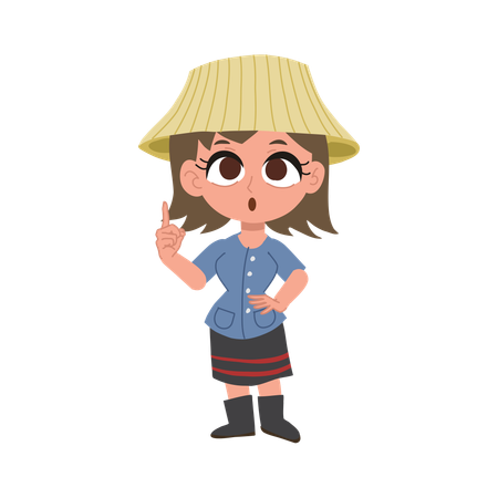 Cute thai farmer woman giving agricultural advice  Illustration