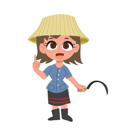 Cute thai farmer woman sharing farming knowledge  Illustration