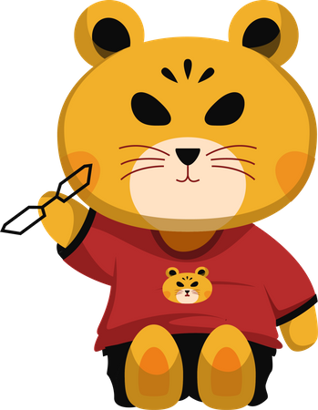 Cute Tiger Character  Illustration