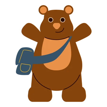 Cute Traveling Bear Cartoon  Illustration