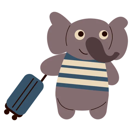 Cute Traveling Elephant Cartoon  Illustration