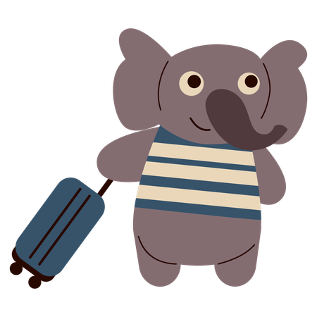 Cute Traveling Elephant Cartoon  Illustration