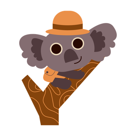 Cute Traveling Koala Cartoon  Illustration