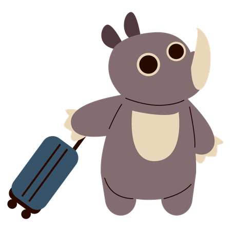 Cute Traveling Rhinoceros Cartoon  Illustration