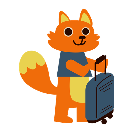 Cute Traveling Wolf Cartoon  Illustration