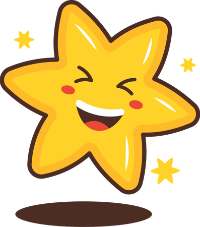 Cute Twinkling Star Character with Happy Expression  Illustration