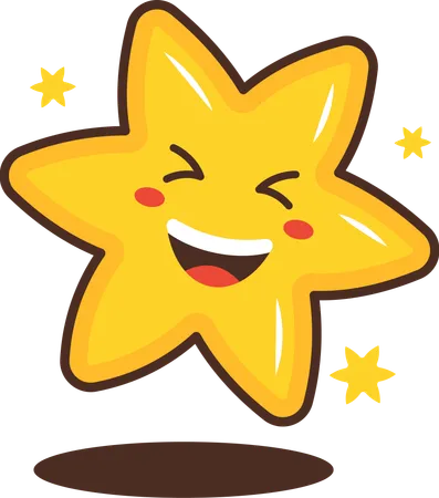 Cute Twinkling Star Character with Happy Expression  Illustration