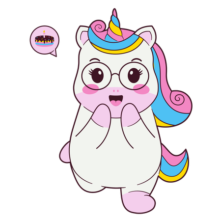 Cute Unicorn Birthday  Illustration