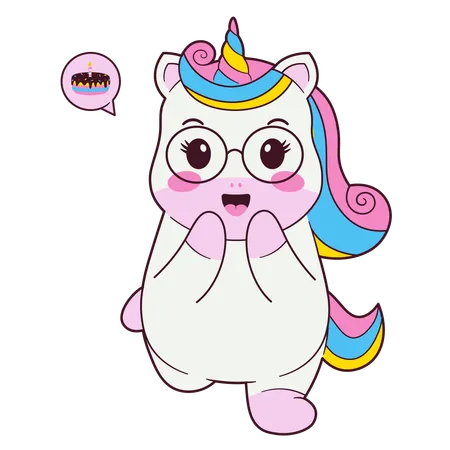 Cute Unicorn Birthday  Illustration