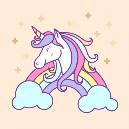 Cute unicorn cartoon character  Illustration