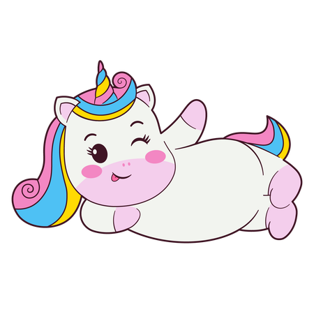 Cute Unicorn Lying Down  Illustration