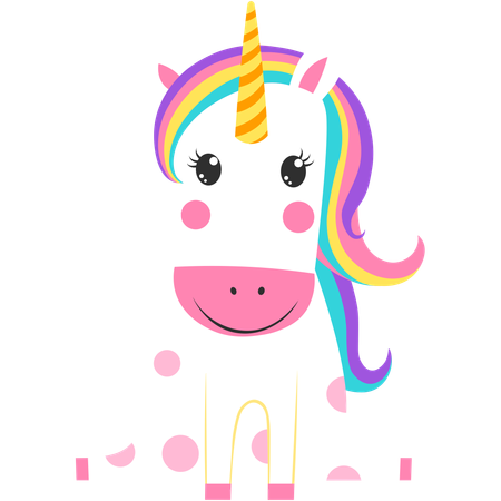 Cute unicorn sitting on floor  Illustration