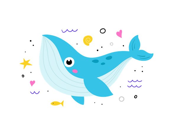 Cute Whale Illustration