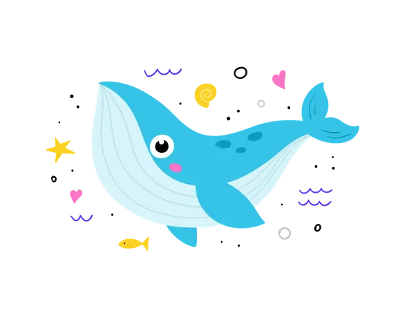 Cute Whale Illustration