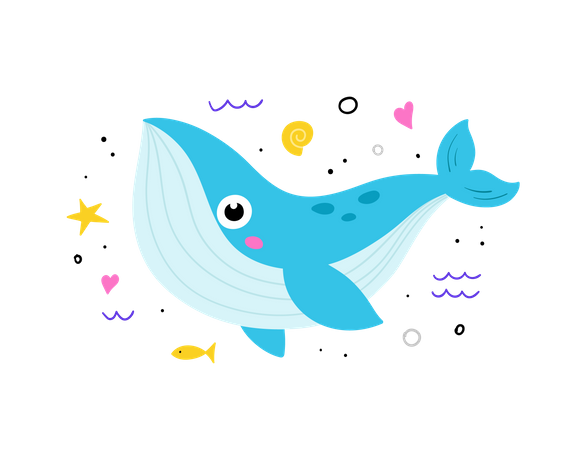 Cute Whale  Illustration