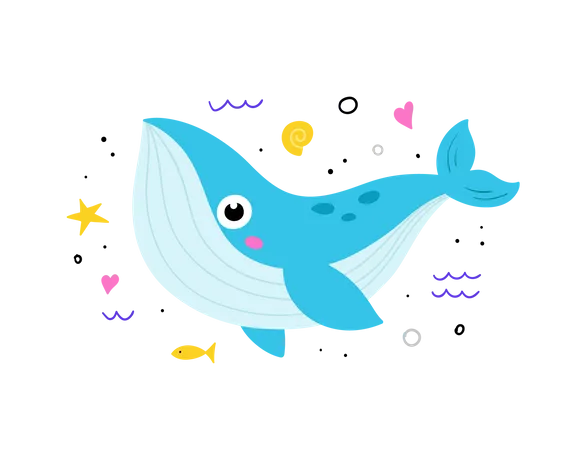 Cute Whale  Illustration