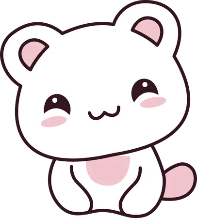 幸せそうな表情をしたかわいい白クマの動物マスコットキャラクター  イラスト