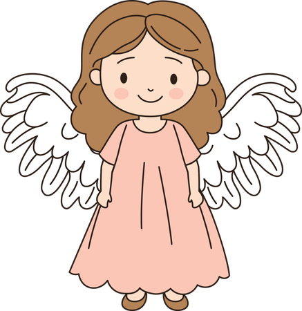 Cute Winged Little Girl Angel Character  Illustration